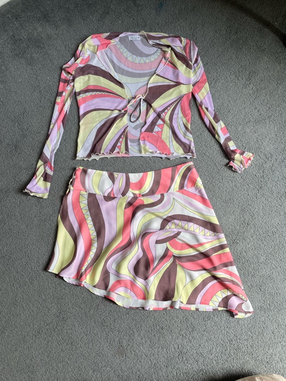 RESA Multicolor Swirl Two-Piece Set in Pink, Purple, Lime, Brown